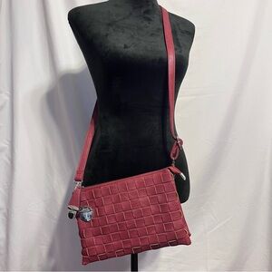 K. Carroll Purse Red Crossbody Bag or Clutch Woven Vegan Leather